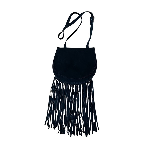 Leatherock Bags Leatherock Crossbody Black Suede Bag Western Boho